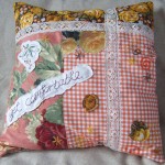 orange collage cushion cover