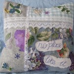 blue collage cushion cover