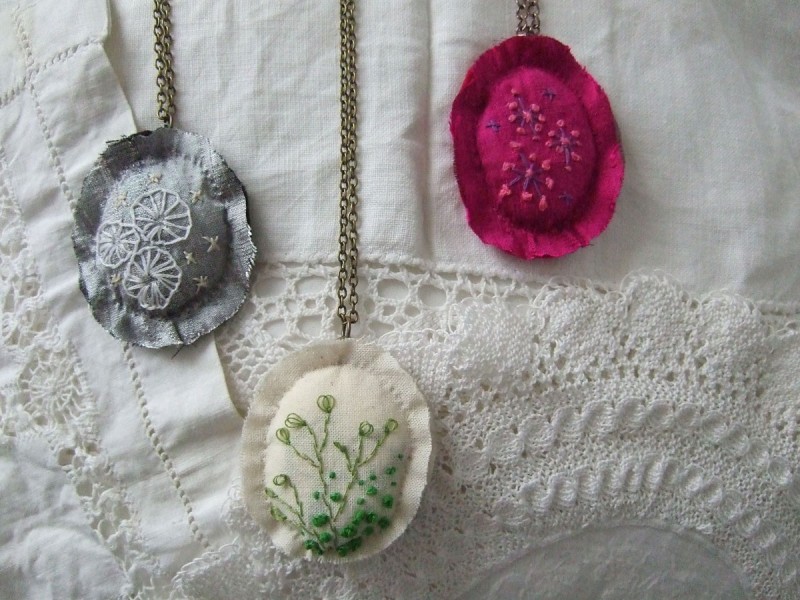 hand embroidered pendants