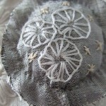 grey silk hand embroidered pendant - detail
