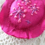 cerise silk hand embroidered pendant - detail