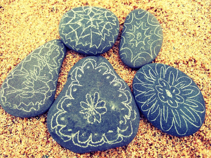pebbles with patterns