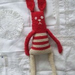 red & white knitted rabbit red & white knitted rabbit