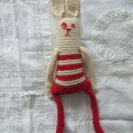 white & red knitted rabbit white & red knitted rabbit