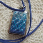 cross stitch pendant - blue
