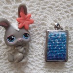 cross stitch pendant - blue