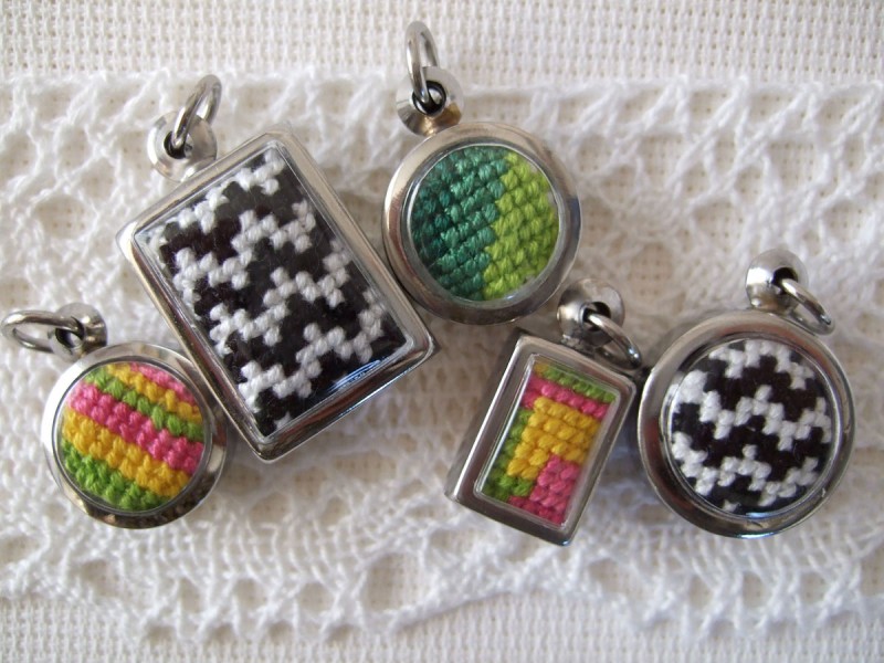 cross stitch pendants